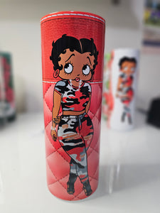 Betty Boop Red Camouflage 20oz Skinny Tumbler