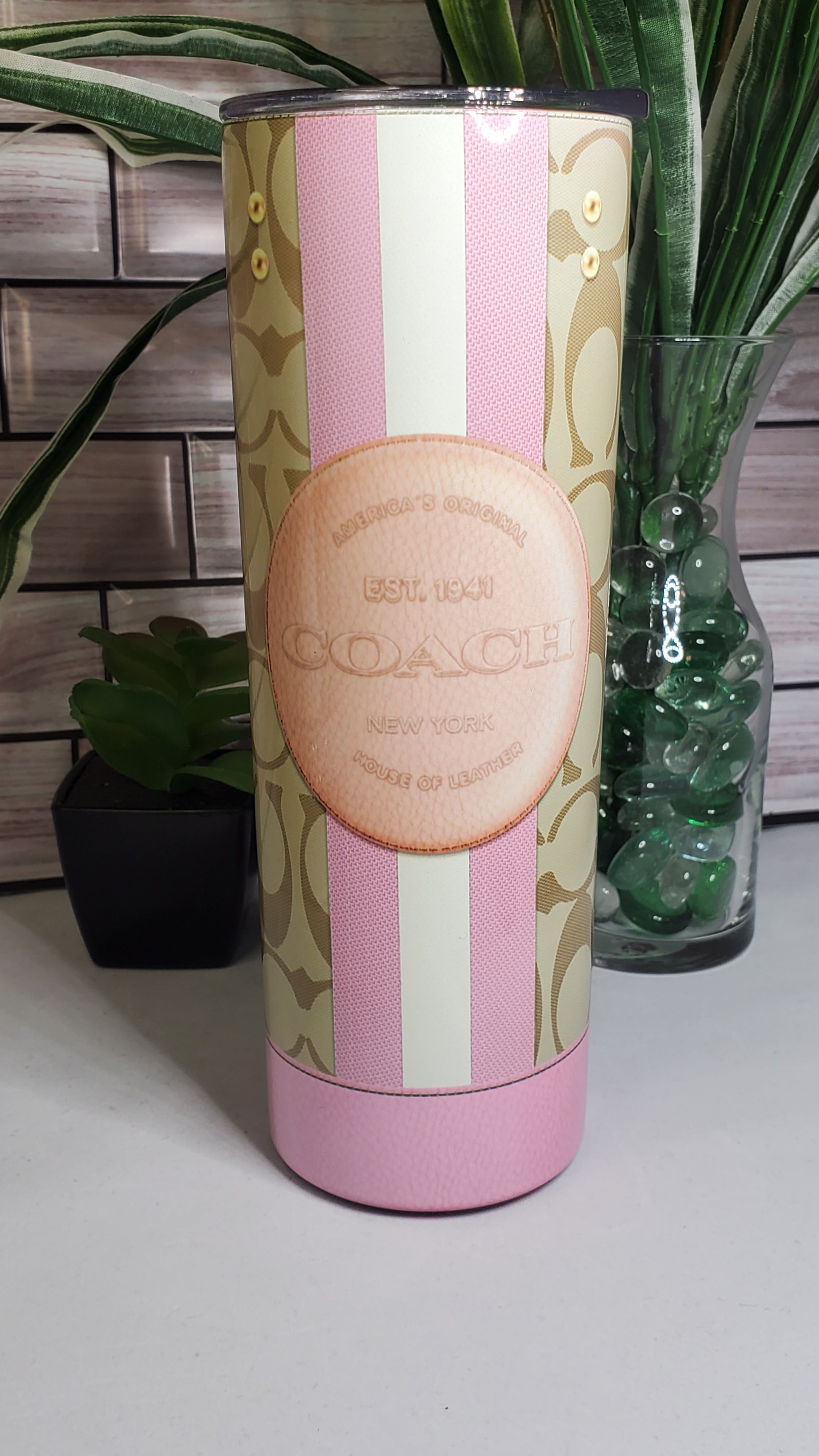 20oz Teal Coach Inspired- Minnie Mouse Inspired Tumbler – Glamour